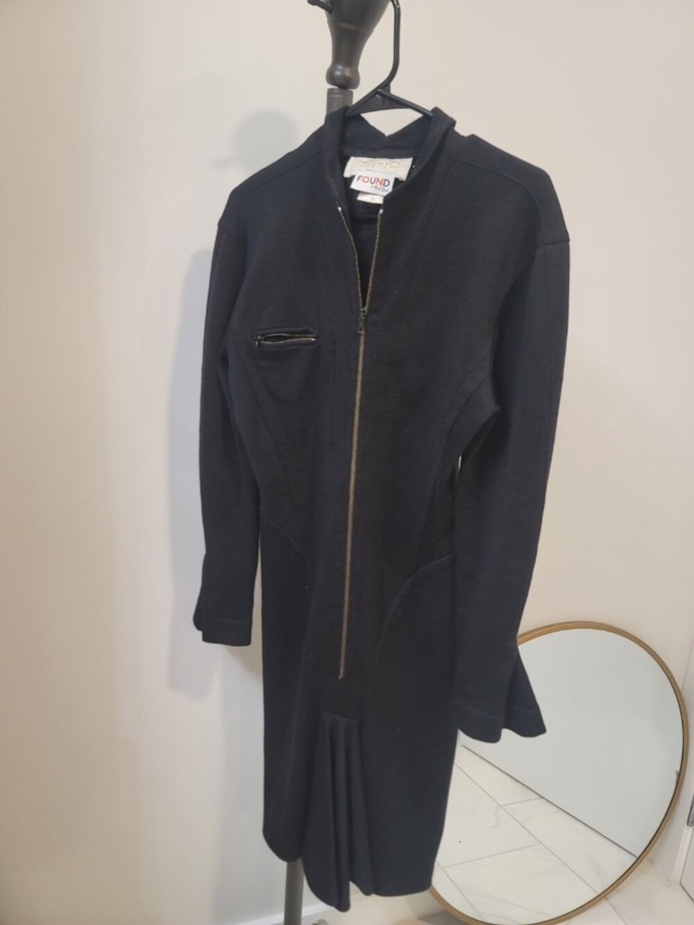 Claude Montana 1980s Vintage Wool Dress in Black Size 4